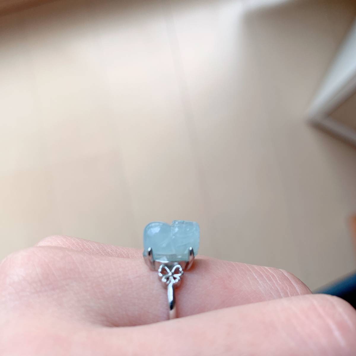 * aquamarine * ring * ring * free size *..(hikyuu) shape * sculpture * natural stone * Power Stone * pouch attaching * in present .015R42010