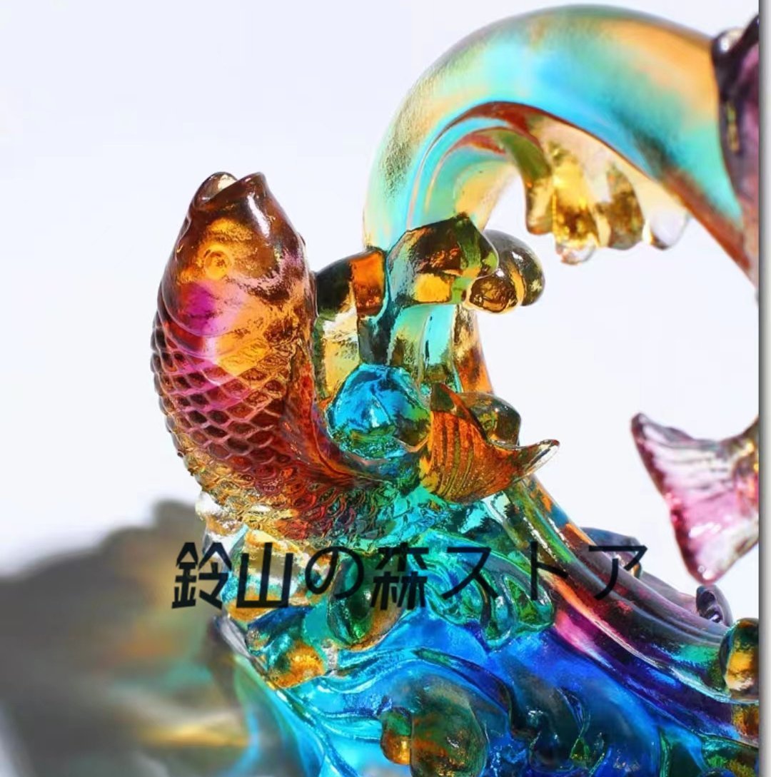 人気美品 魚瑠璃工芸品装飾品水晶置物_画像4