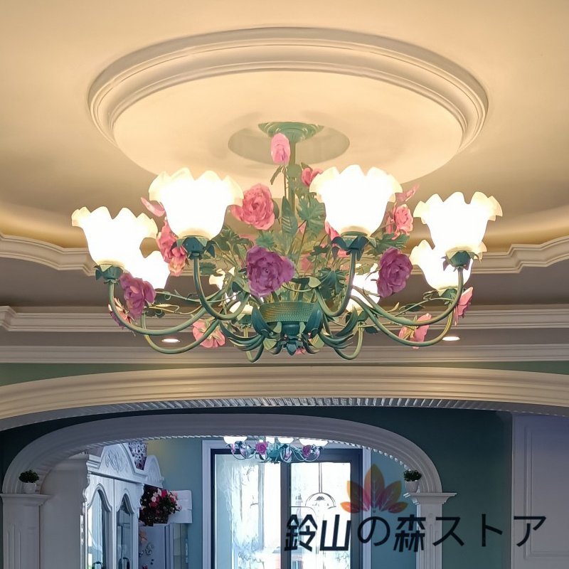 高級感溢れる 花のランプ　ローズ　吊り下げ照明　寝室　子供部屋　子ども部屋　こども部屋　リビング　書斎　廊下