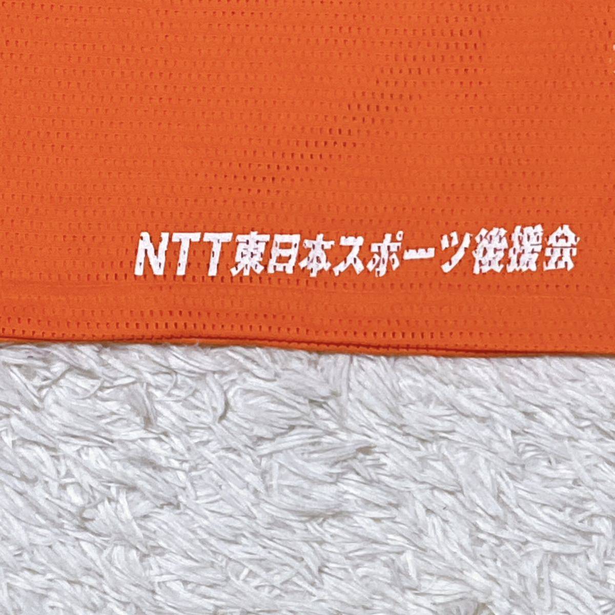 H0008【美品◎】希少 NTT東日本 社会人野球 ビブス ユニホーム ノースリーブ NTT東日本スポーツ後援会 サイズFREE オレンジ＆ホワイト _画像4