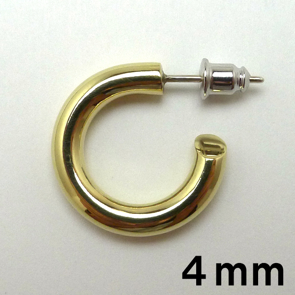 ペア太さ4ｍｍ　ハントメイド　真鍮製　フープピアス_画像2