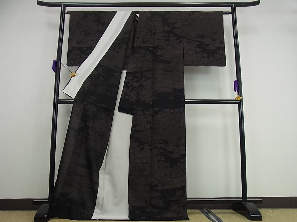 平和屋着物□極上 夏物 染織の名門 しょうざん 生紬 訪問着 風景文