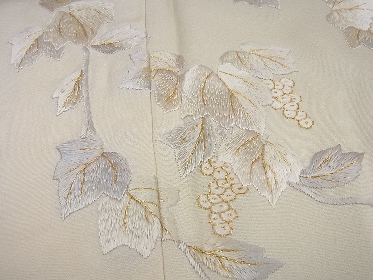 通販 限定 平和屋着物□極上 訪問着 総手刺繍 葡萄蔦の葉文 暈し染め