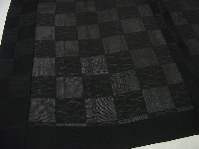 平和屋着物□極上 夏物 長襦袢 市松紋紗 黒地 逸品 未使用3s1440