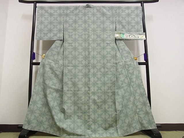 平和屋□極上 結城紬 奥順謹製 おく玉 手織 単衣 証紙付き 逸品s6858