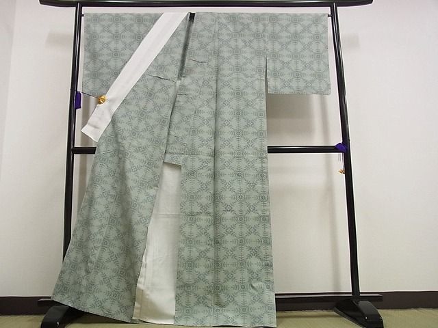 平和屋□極上 結城紬 奥順謹製 おく玉 手織 単衣 証紙付き 逸品s6858