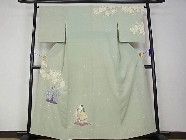 平和屋■最高級　加賀友禅の巨匠　初代　由水十久　訪問着　童子　桜吹雪　逸品s2824