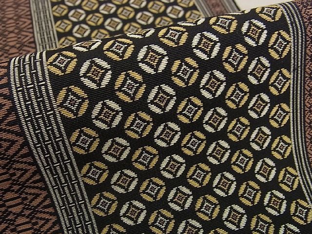  flat peace shop # finest quality genuine . front Hakata woven . tree . hand woven atelier . Takumi : small forest .. size Nagoya obi . on black ground kimono wrapping paper attaching excellent article 2s9928