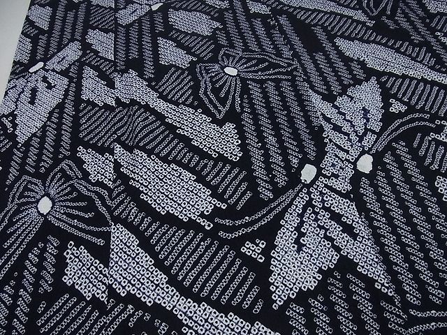 平和屋着物□極上 夏物 浴衣 有松鳴海絞り 綿 舞蝶文 逸品3s1716