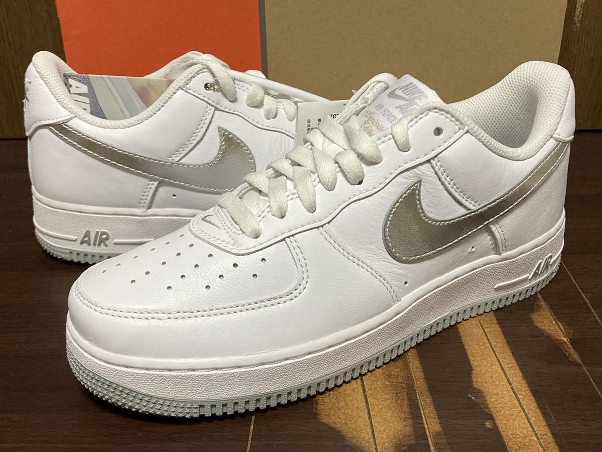 22年製 NIKE AIR FORCE 1 RETRO ANNIVERSARY ナイキ エアフォース AF1【DZ6755-100】LEATHER WHITE SILVER ホワイト シルバー 白×銀 US8