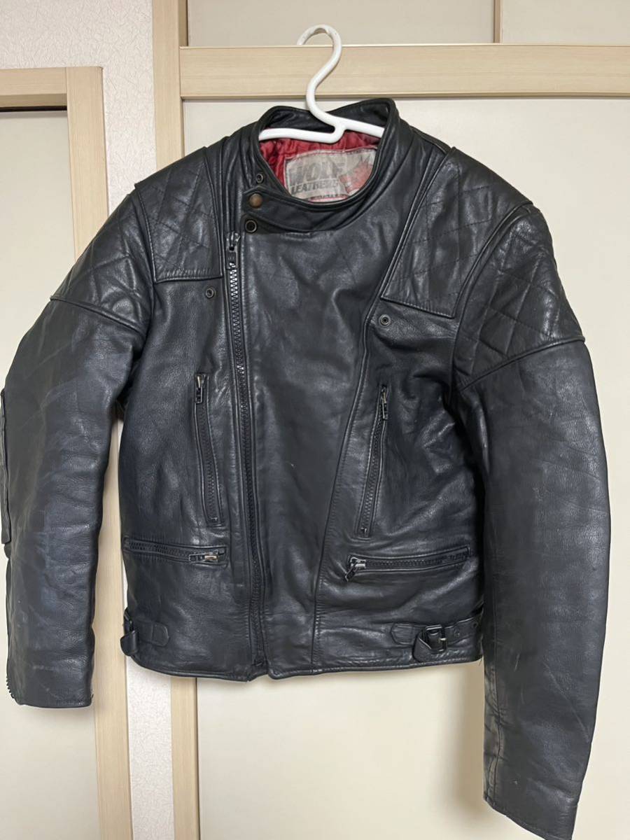 ウルフレザー イギリス製 70s ビンテージ レザー ライダースジャケット