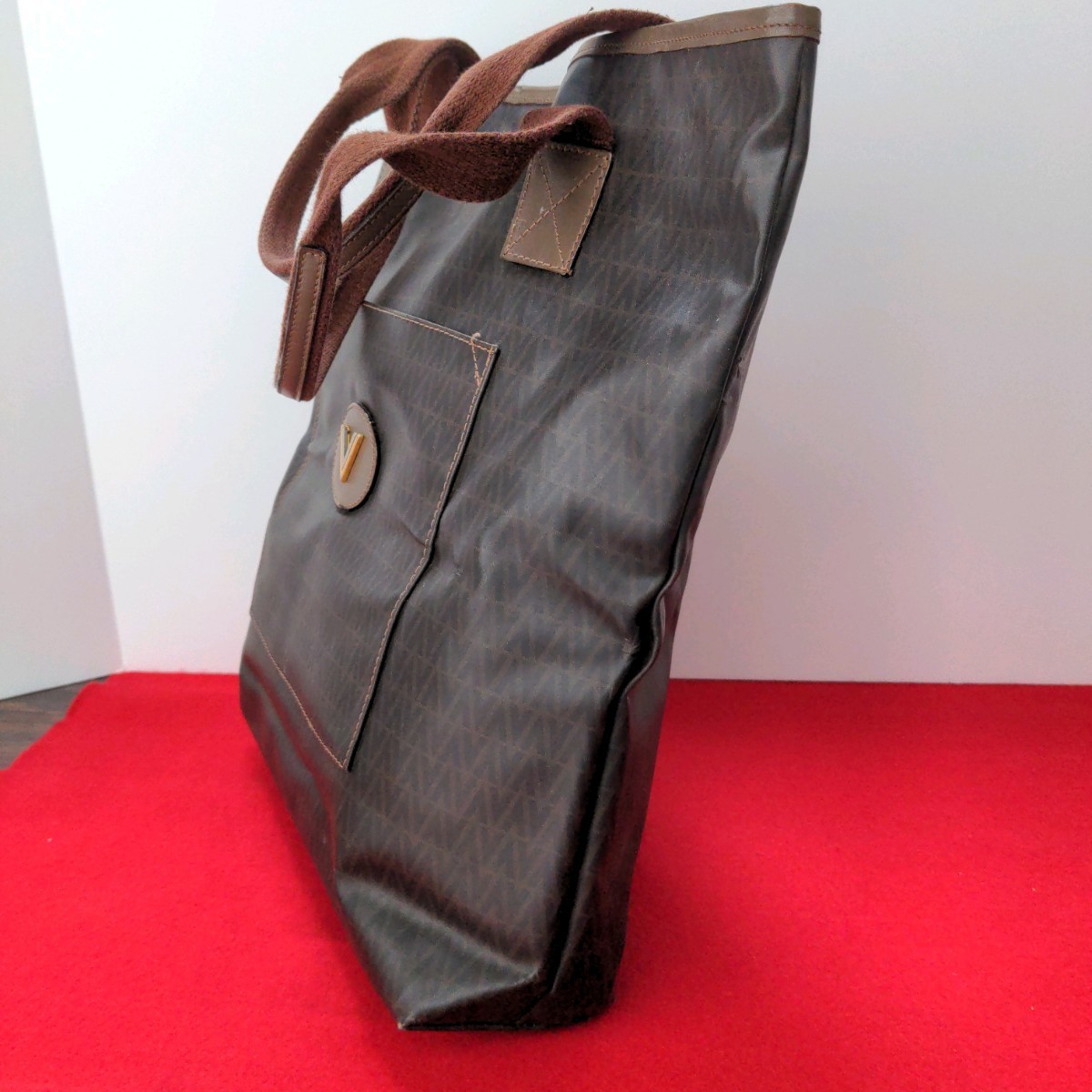 イタリア製 MARIO VALENTINO マリオバレンチノ ロゴ総柄 PVC　トートバッグ ハンドバッグ ビジネスバッグ かばん 鞄 メンズ　レディース_画像4