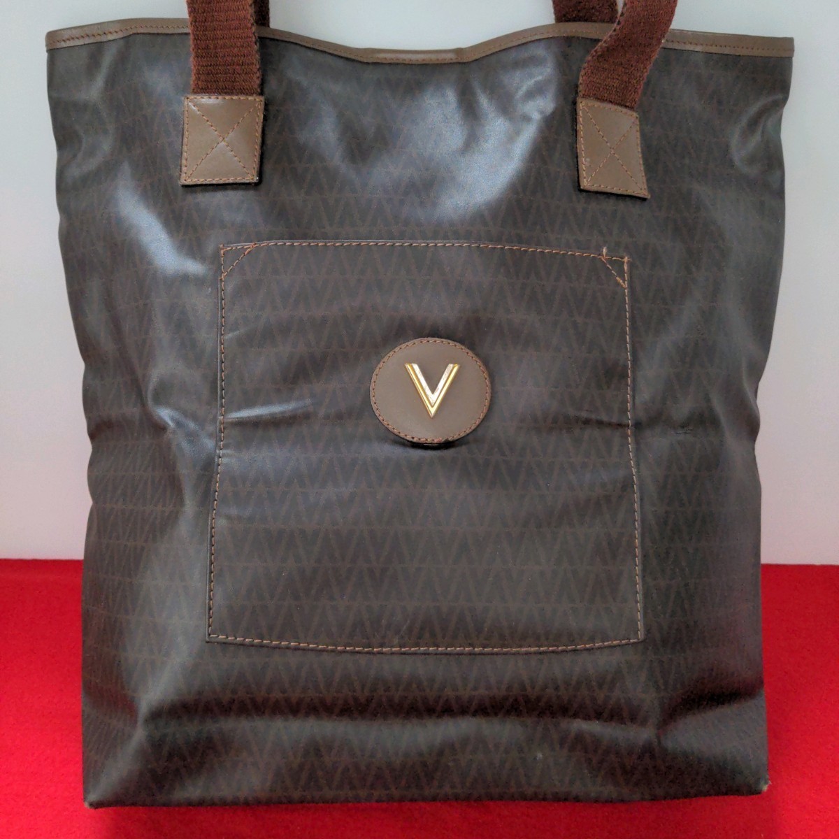 イタリア製 MARIO VALENTINO マリオバレンチノ ロゴ総柄 PVC　トートバッグ ハンドバッグ ビジネスバッグ かばん 鞄 メンズ　レディース_画像2