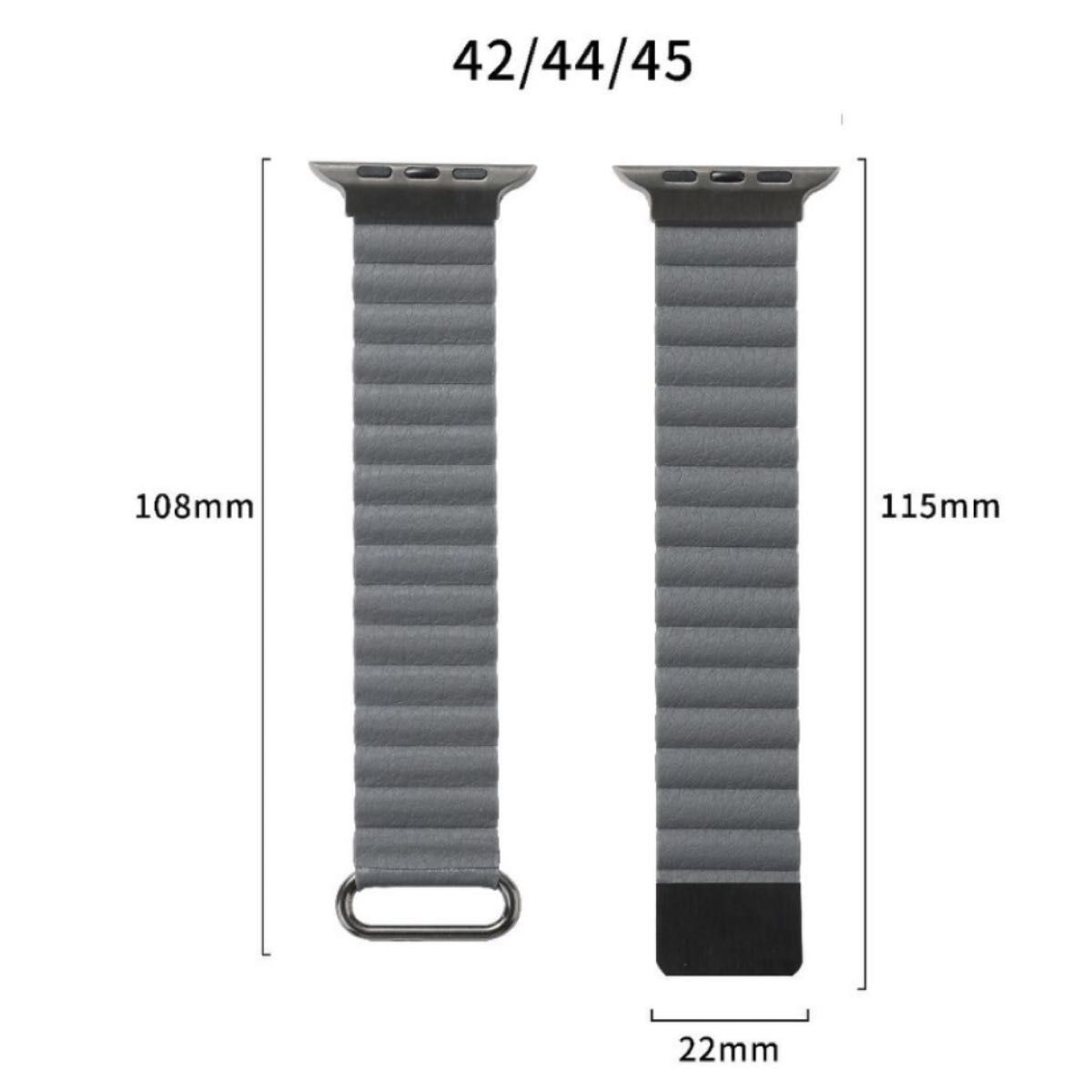 【新品・未使用】 Apple Watch マグネット式 PUレザー バンド ミッドナイトブルー ベルト 時計バンド