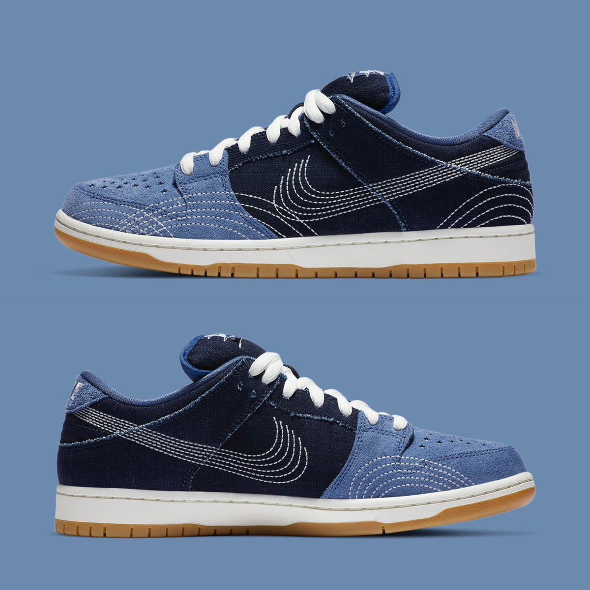 【US8.5 26.5cm NIKE SB DUNK LOW PRO PRM DENIM GUM SASHIKO】 デニム 刺し子 levis los angeles dodgers iso qs travis air jordan 1 og