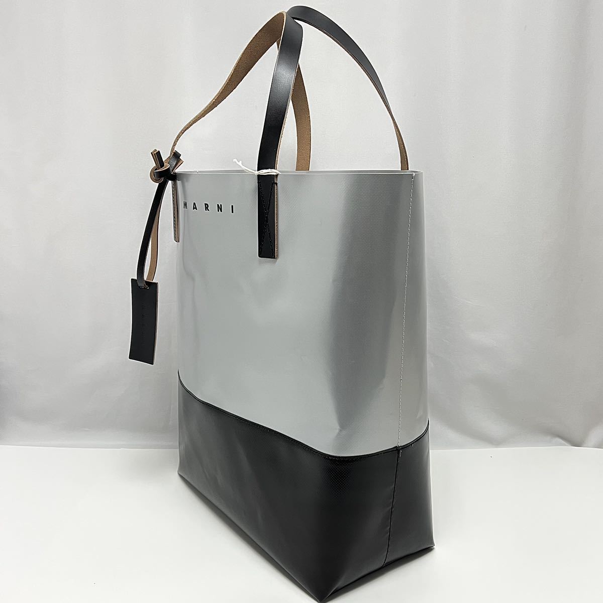 新品 マルニ MARNI バイカラー TRIBECA トート バッグ PVC 黒 グレー ブラック トートバッグ ショッピングバッグ PVCトート ショルダー_画像3