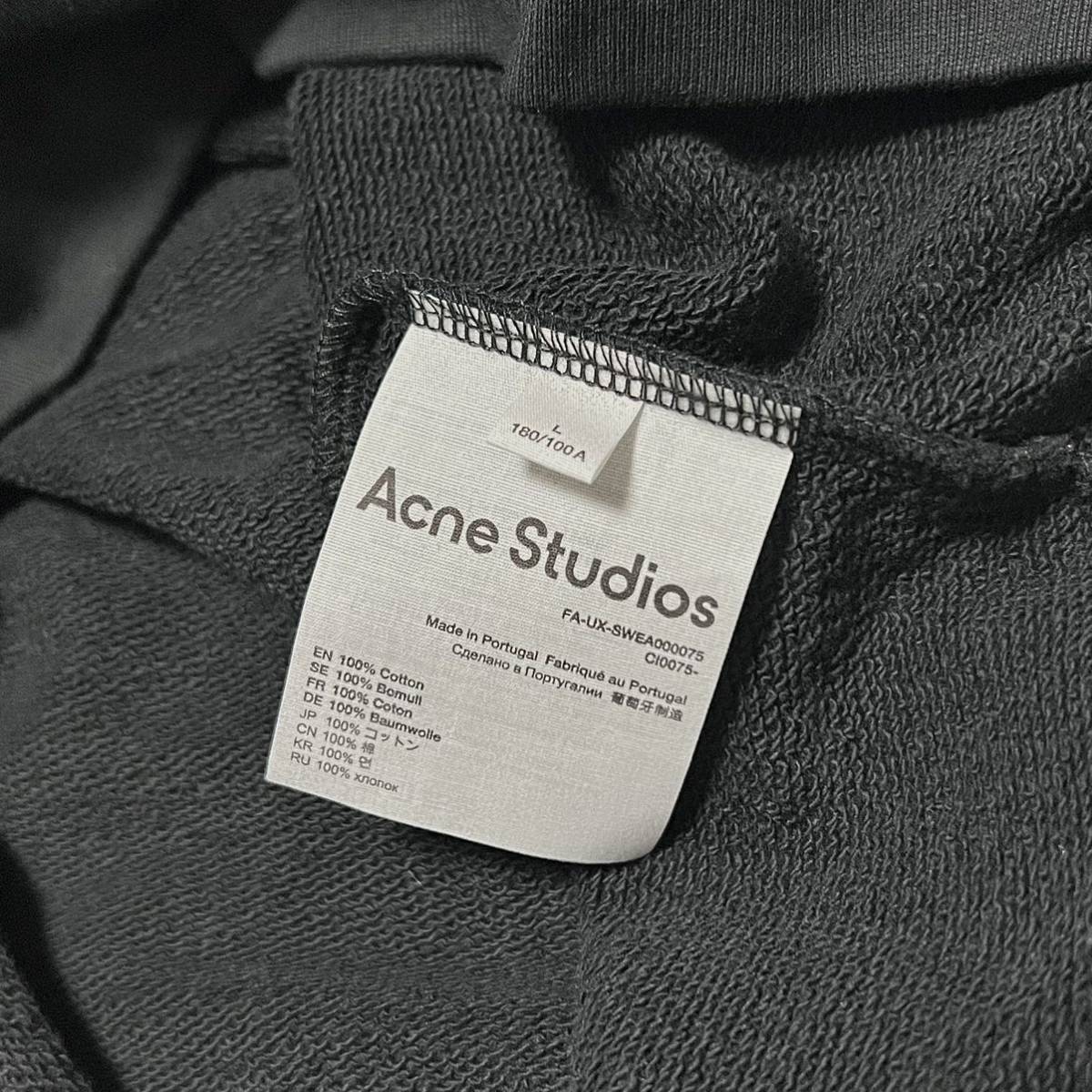 L 新品 アクネ ストゥディオズ ACNE STUDIOS スウェット パーカー トレーナー フーディ フェイス パッチ Face ロゴ ブラック 黒