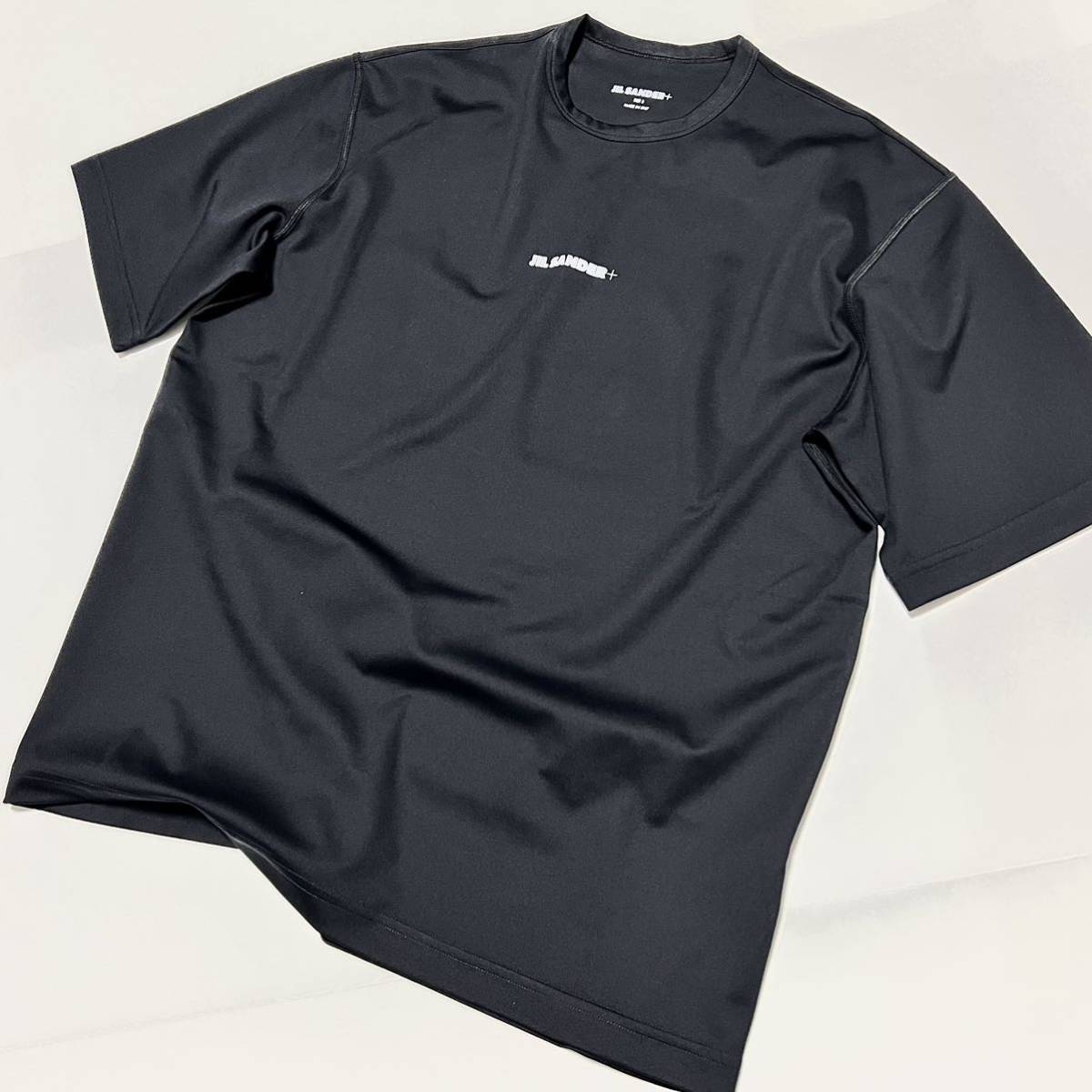 S 新品 ジルサンダー ロゴ Tシャツ 黒 ラッシュガード JIL SANDER + プラス センター ロゴＴ ラッシュガード スイムウェア ビーチウェア