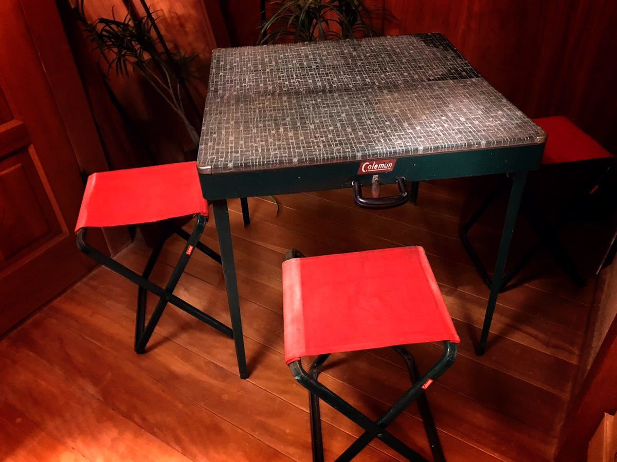 1950年代製コールマン フォールディングテーブル チェア ピクニックテーブル4点セット！_画像3