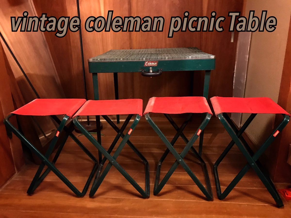 1950年代製コールマン フォールディングテーブル チェア ピクニックテーブル4点セット！_画像2