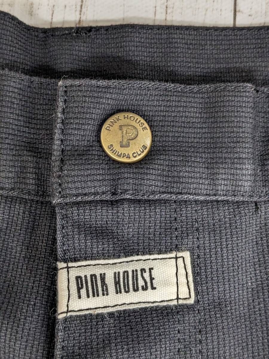 PINK HOUSE/ Pink House / embroidery × badge total pattern painter's pants / Duck ground style cotton tsu il / hem lining nappy Glenn check 