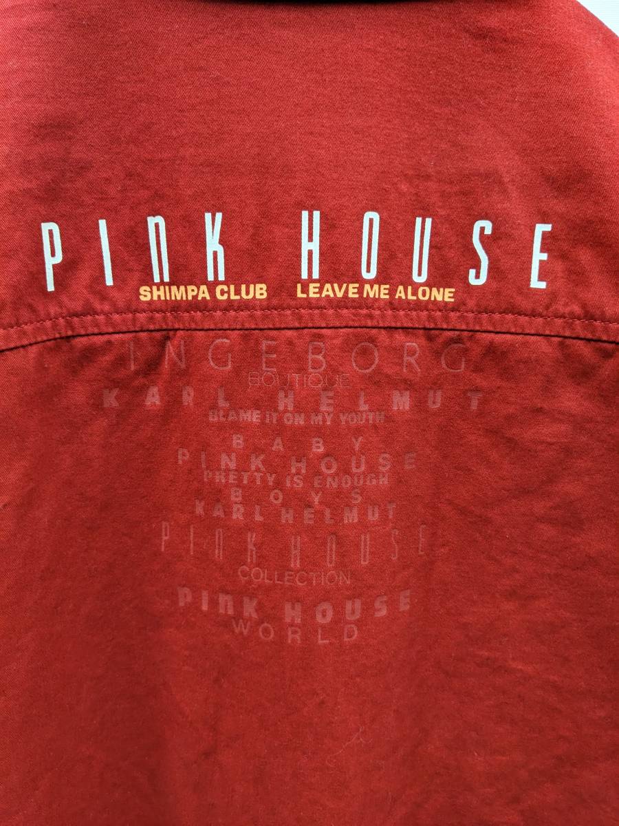 PINK HOUSE/ Pink House / bag Logo ratio wing turn-down collar coat / lining silver chewing gum check / nappy f Kafka material 