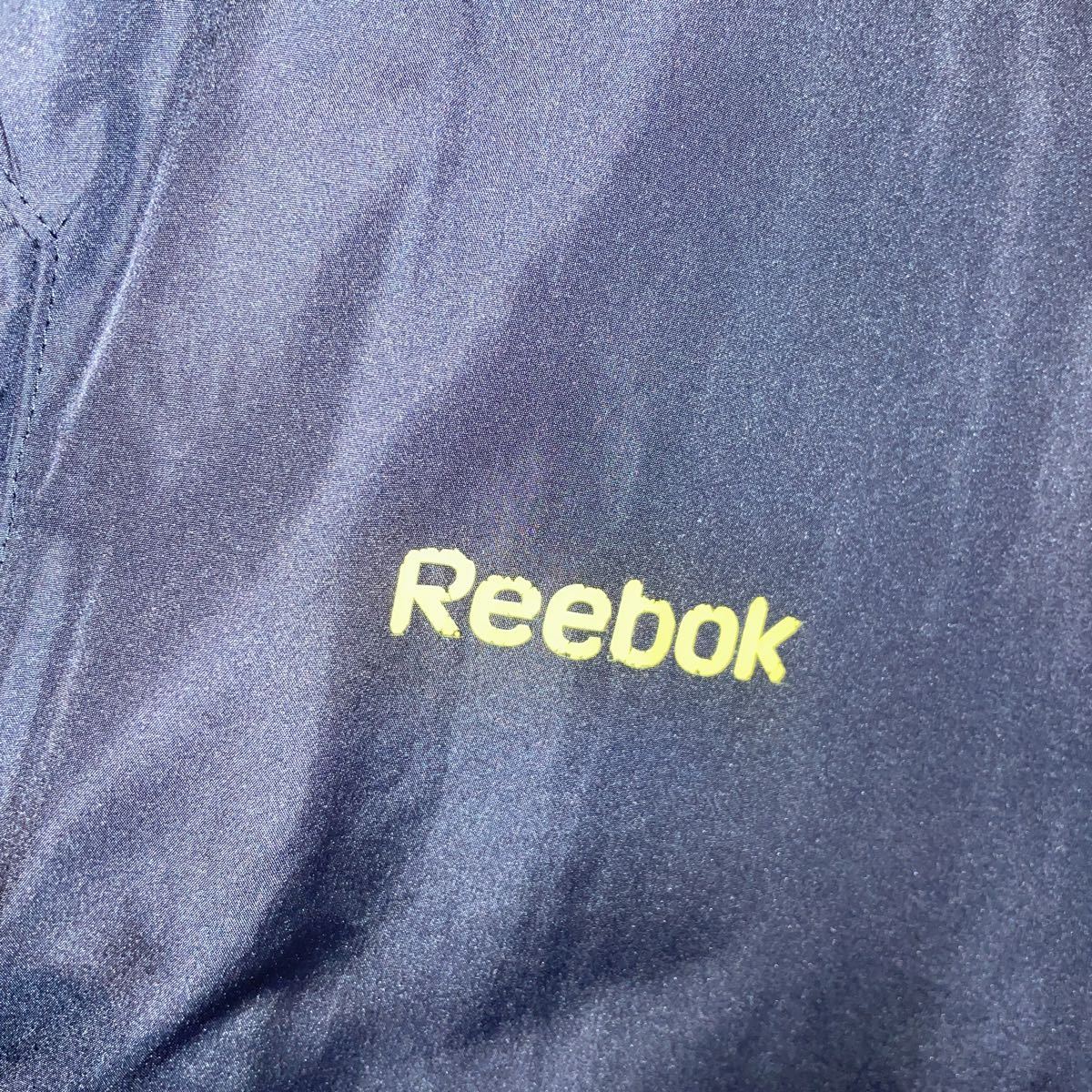 Reebok リーボック メンズ L パーカー 防風 ジャケット アウター ネイビー イエロー フード付き_画像4