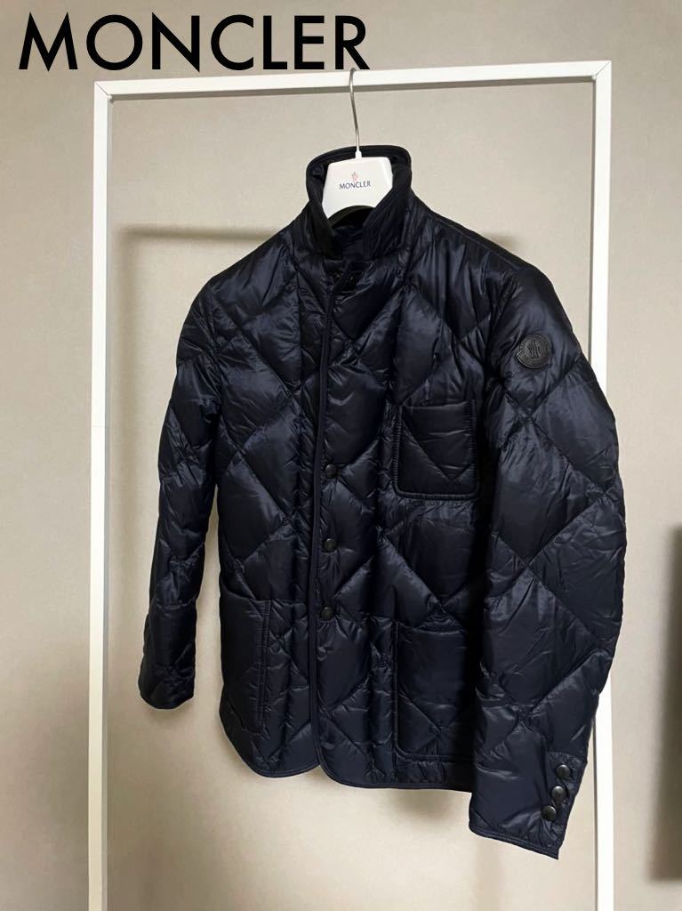 モンクレール★MONCLER★ブラックダウンジャケット★レザーワッペン付★size0★正規品