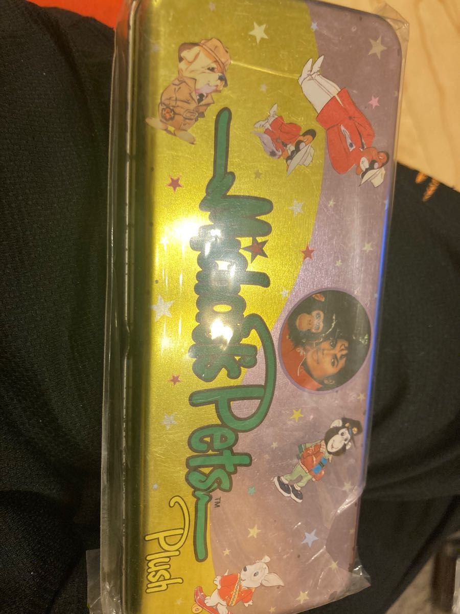 マイケルジャクソン&バブルス　缶ペンケース　1987ライブでゲットしました。袋には入れてましたが、経年劣化がございます。