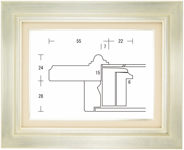 額縁 油彩額縁 油絵額縁 木製フレーム オーロラ 銀 サイズM15号アート用品