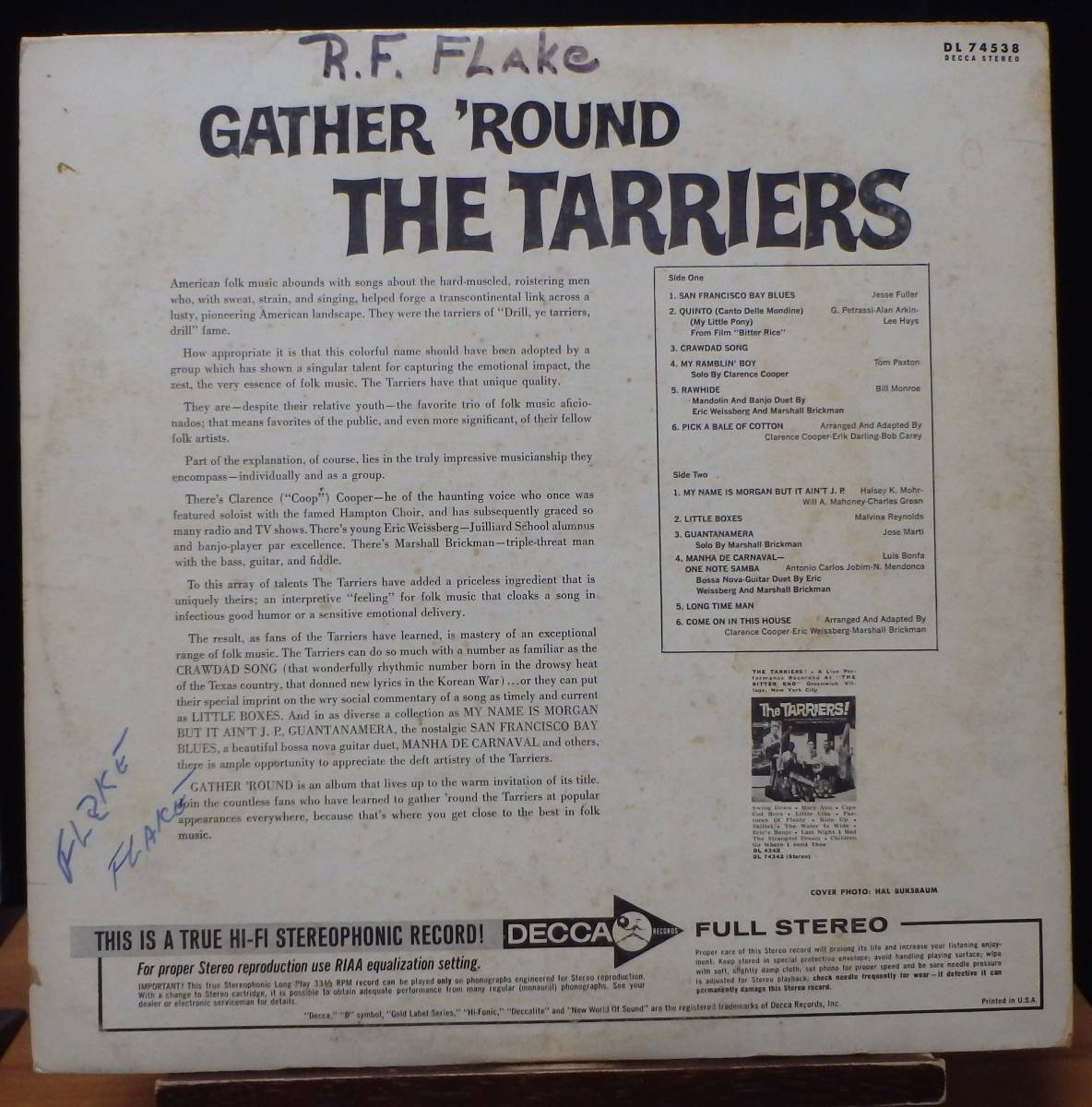 【CF058】THE TARRIES「Gather 'Round The Tarriers」, 64 US original ★フォークの画像2