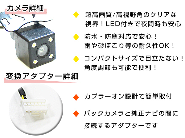 LEDライト付き バックカメラ & 入力変換アダプタ セット トヨタ系 X800-AL-LED アルファード_画像3