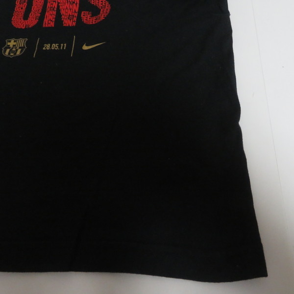 古着 メンズS NIKE/ナイキ バルセロナ 2011 優勝記念Tシャツ 半袖 サッカー ブラック_画像5