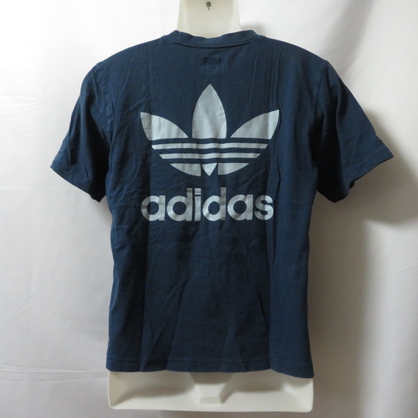 古着 メンズS adidas/アディダス トレフォイルロゴ Tシャツ 半袖 スポーツ カジュアル ネイビー 585979_画像2