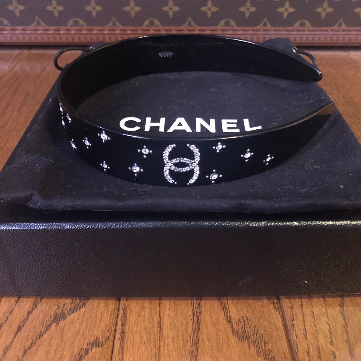 CHANEL シャネル　極美品■カチューシャ■ラインストーン×プラスティック■ココマーク■ブラック×クリア■