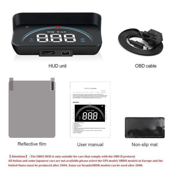 E1557：★大人気★HUD ヘッドアップディスプレイ OBD2 II EUOBD 過速度警告システム プロジェクター フロントガラス 自動電子電圧警報_画像6