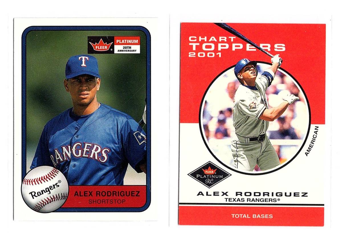 MLB 2001 Fleer PLATINUM #50&423　 Alex Rodriguez アレックス・ロドリゲス　A・ロッド　2枚セット　新品ミント状態品_画像1