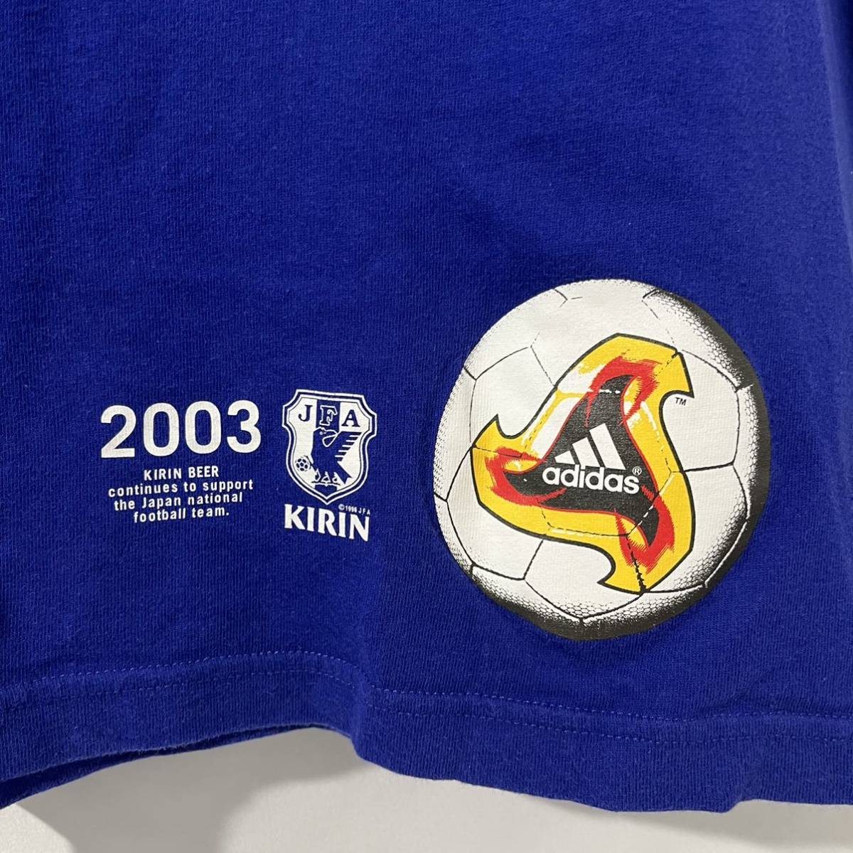 adidas 2003 キリンチャレンジカップ アディダス KIRIN サッカー 日本代表 半袖 Tシャツ ブルー 青 サイズL 綿100%_画像5