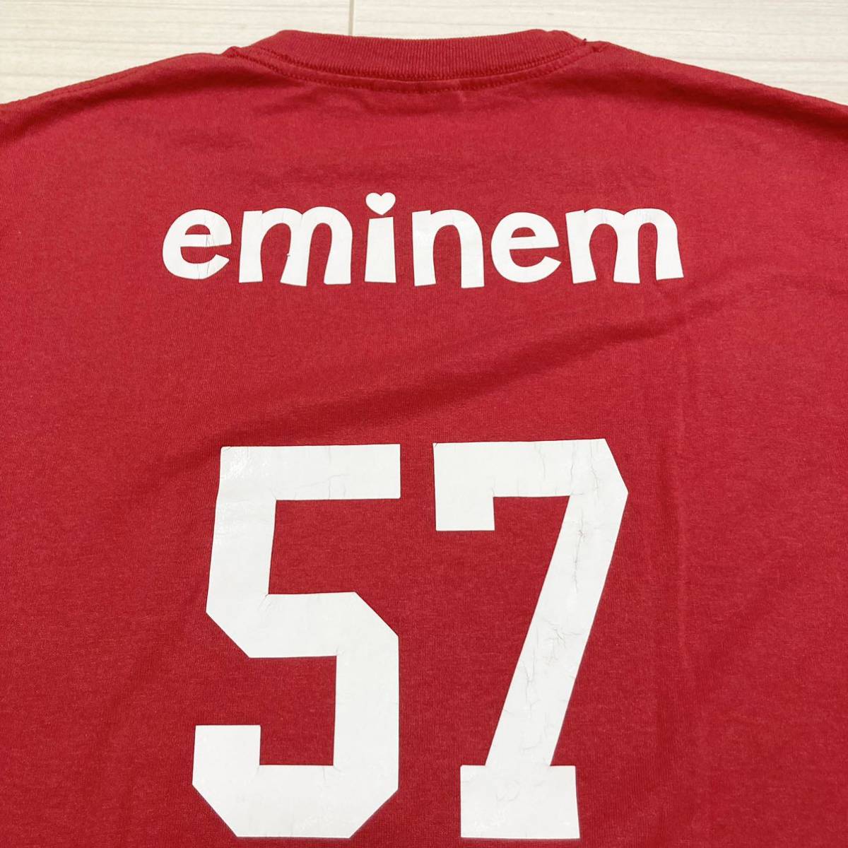 06s■Eminem■powder-puff football Tシャツ M 赤 レッド 半袖 エミネム 57 2006 メキシコ製 CHAMPIONSHIP_画像4