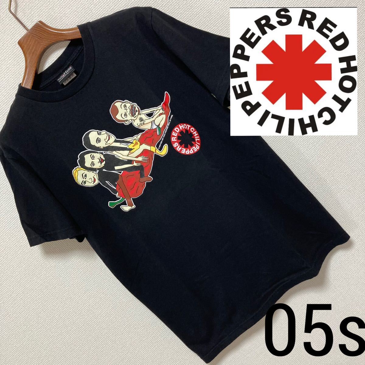 00s■Red Hot Chili Peppers■唐辛子 ポップ Tシャツ M 黒 ブラック レッド ホット チリ ペッパーズ 05年コピーライト  バンT バンドT 良品