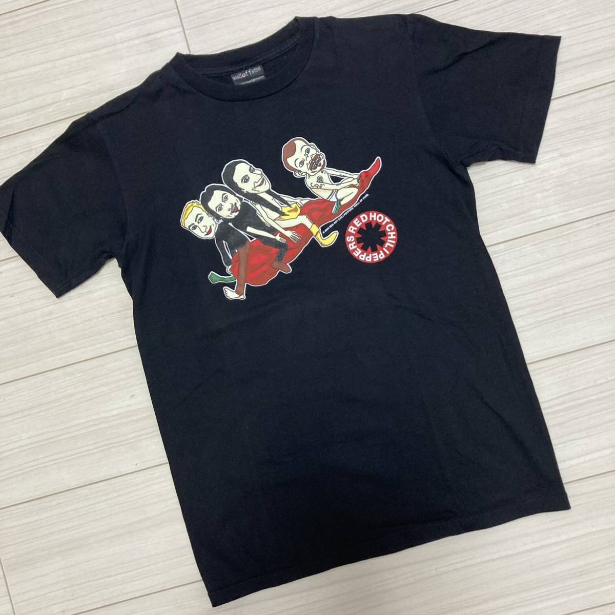 00s■Red Hot Chili Peppers■唐辛子 ポップ Tシャツ M 黒 ブラック レッド ホット チリ ペッパーズ 05年コピーライト  バンT バンドT 良品