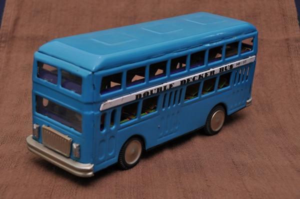 E455 2階建てバス DOUBLE DECKER BUS MF185 青 ブリキ_画像1