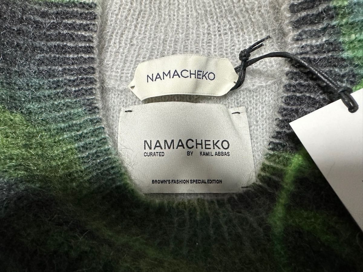 新品 NAMACHEKO REZYANE CREWNECK GREEN KNIT ナマチェコ ニット