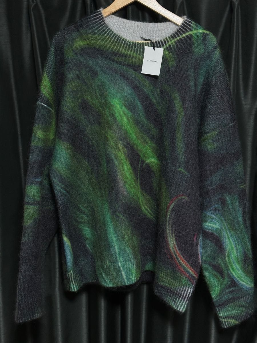 新品 NAMACHEKO REZYANE CREWNECK GREEN KNIT ナマチェコ ニット