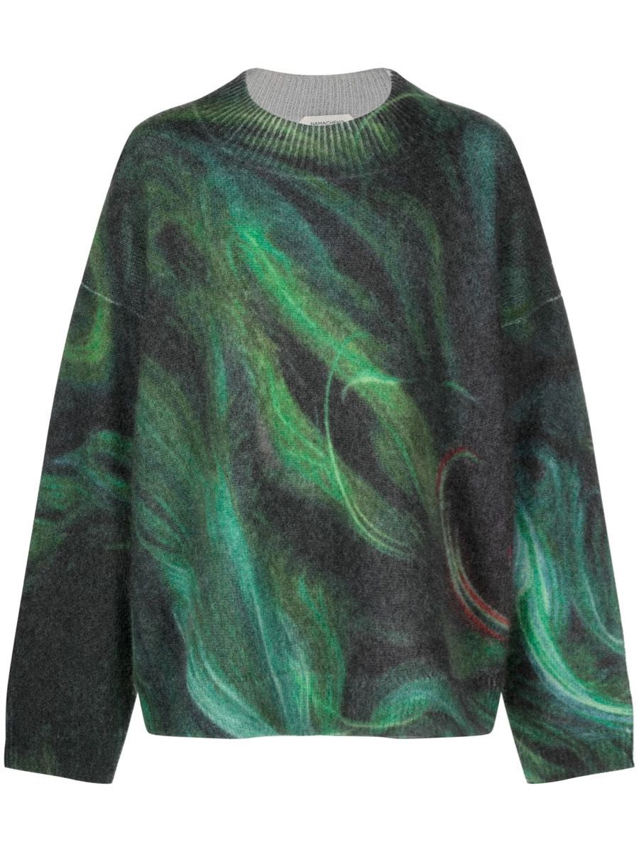 新品 NAMACHEKO REZYANE CREWNECK GREEN KNIT ナマチェコ ニット