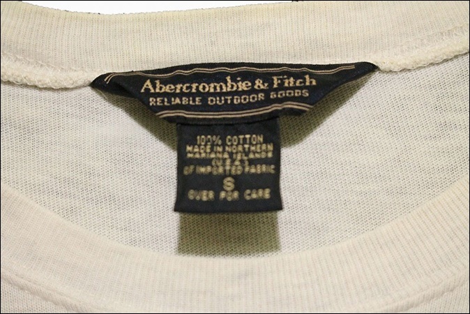 【S】 Abercrombie & Fitch アバクロ 長袖 コットン Tシャツ USA製 アバクロンビー & フィッチ アメカジ ビンテージ 古着 オールド GE95_画像3