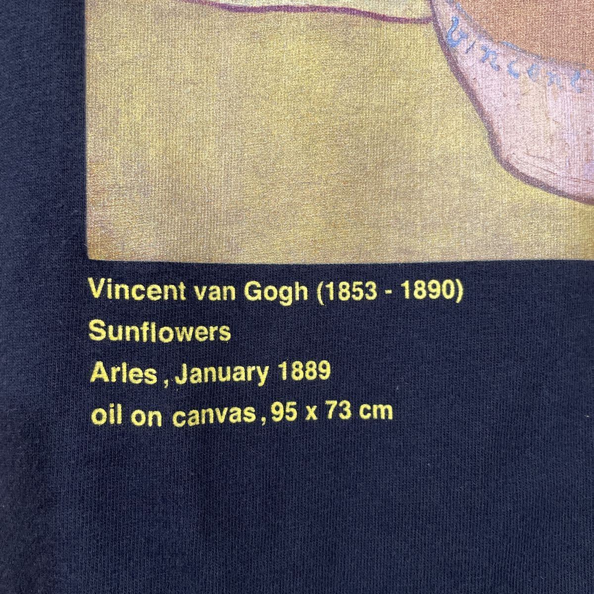 ゴッホミュージアム公式 Van Gogh Sunflowers BIG ゴッホ ひまわり Tシャツ サイズL ブラック ナノ・ユニバース_画像5