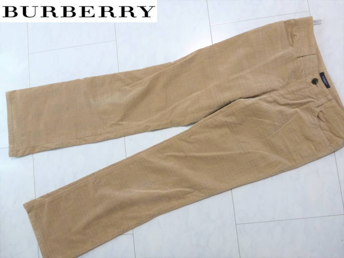 美品　バーバリー（Burberry）★ベージュ　ベロア　チェック柄　パンツ　38　　M相当_画像1