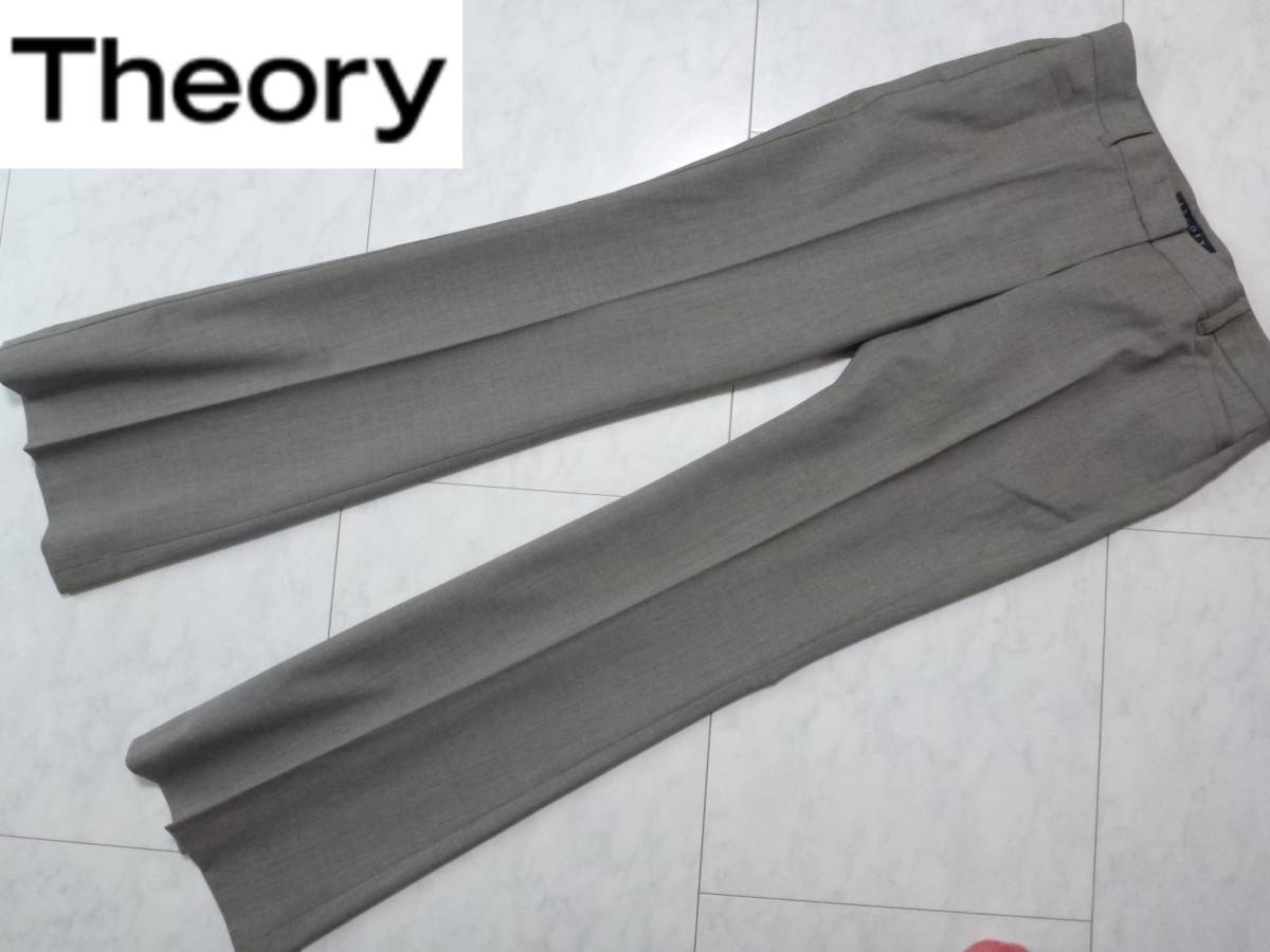  beautiful goods THEORY( theory )* gray summer wool pants 0 S corresponding 