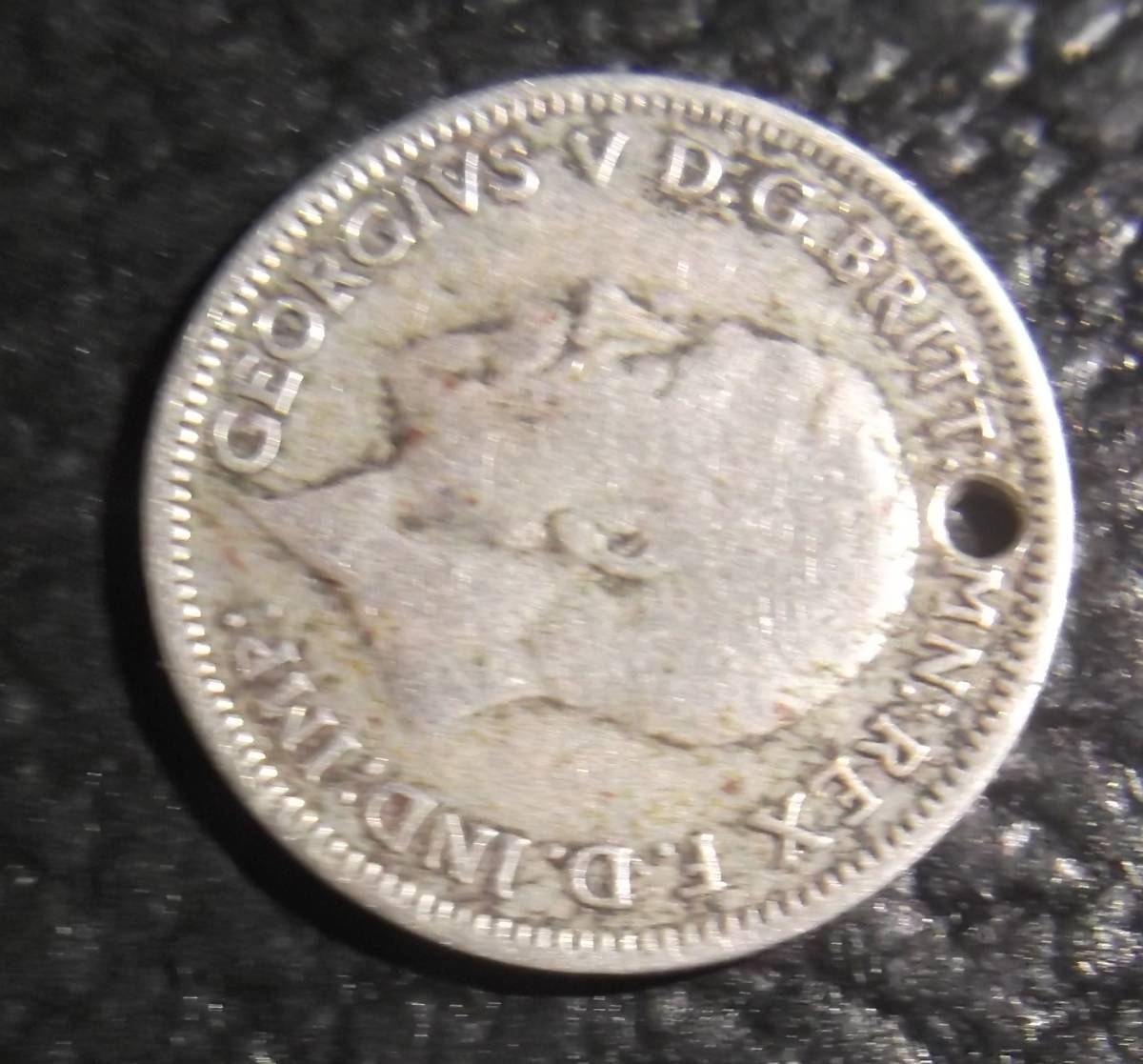 英国アンティーク ジョージ5世 コイン 6 シックスペンス シルバー500 ネックレスペンダント チャーム 懐中時計 フォブ 1935年 ビンテージ_画像5